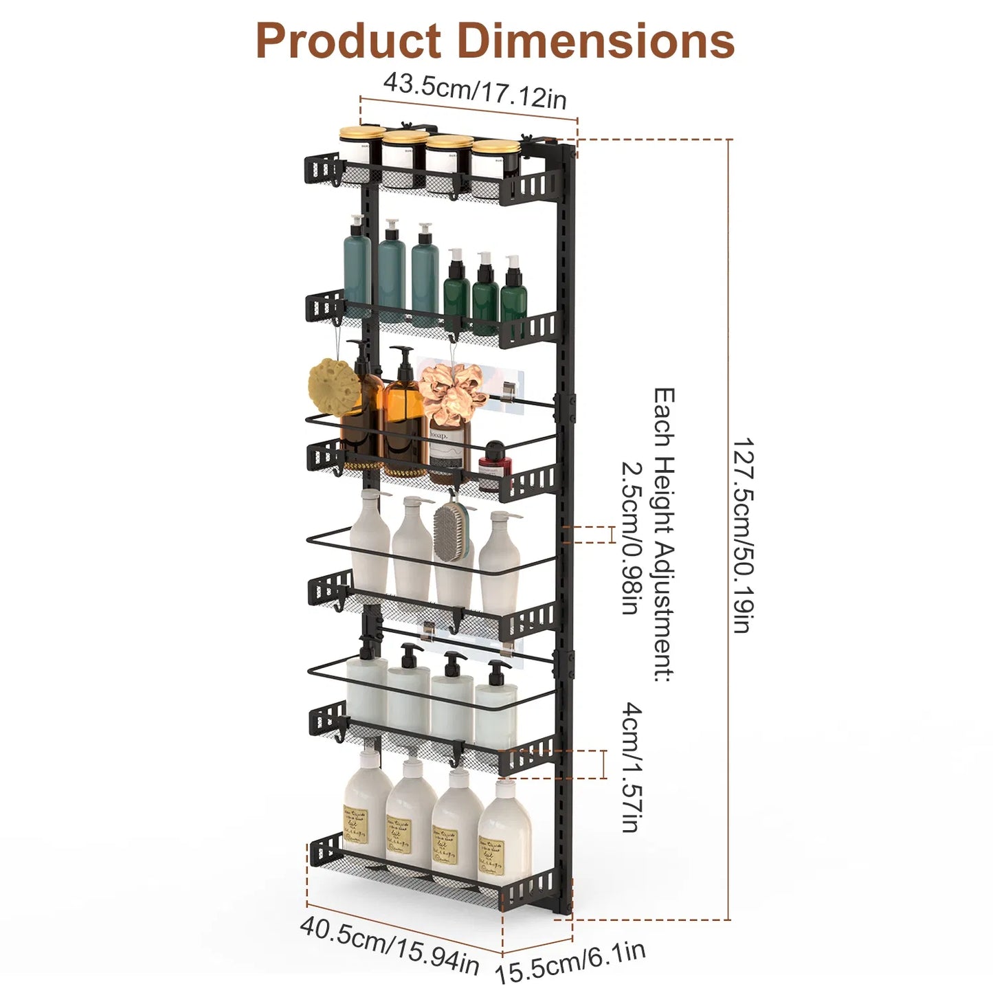 6-Tier Over-The-Door Kitchen/Bathroom Organizer (10lb Capacity)