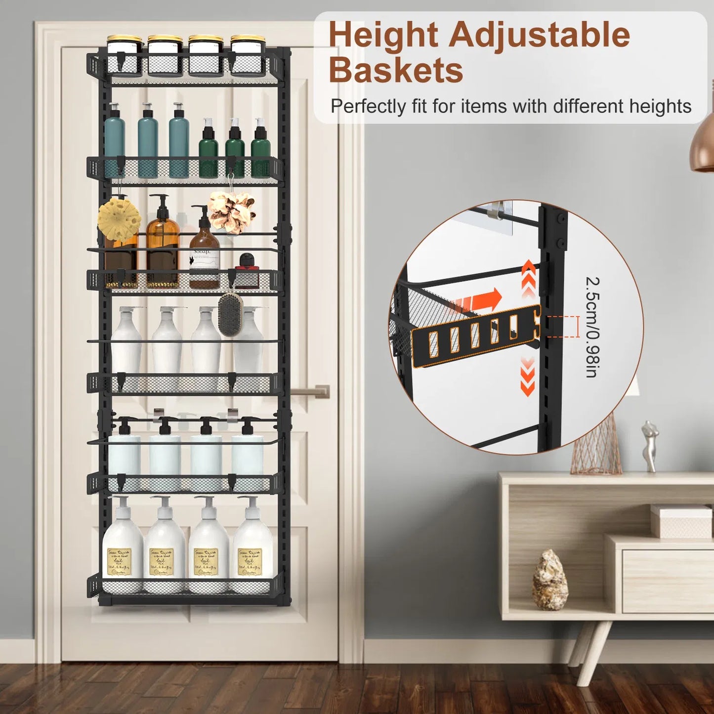 6-Tier Over-The-Door Kitchen/Bathroom Organizer (10lb Capacity)