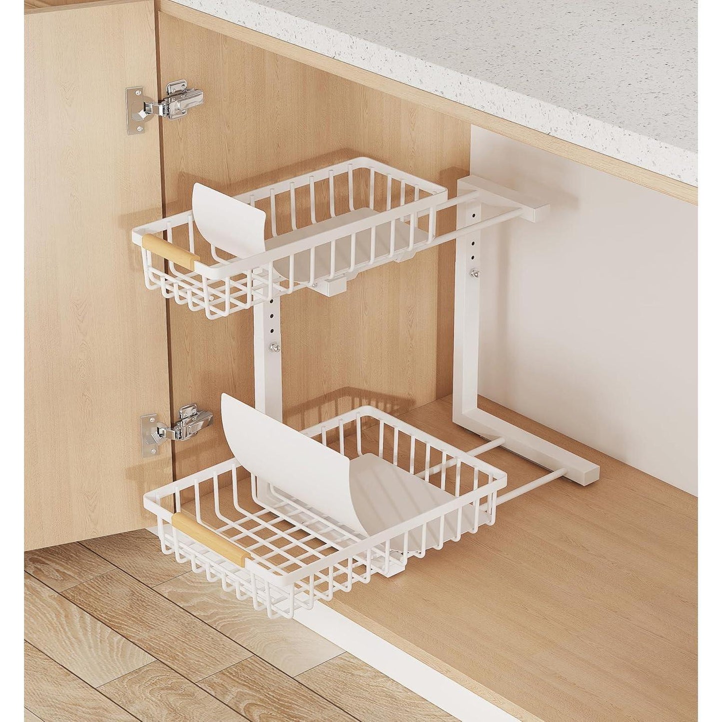 Under Sink 2-Tier Adjustable Storage Rack – Metal Pull-Out Organizer